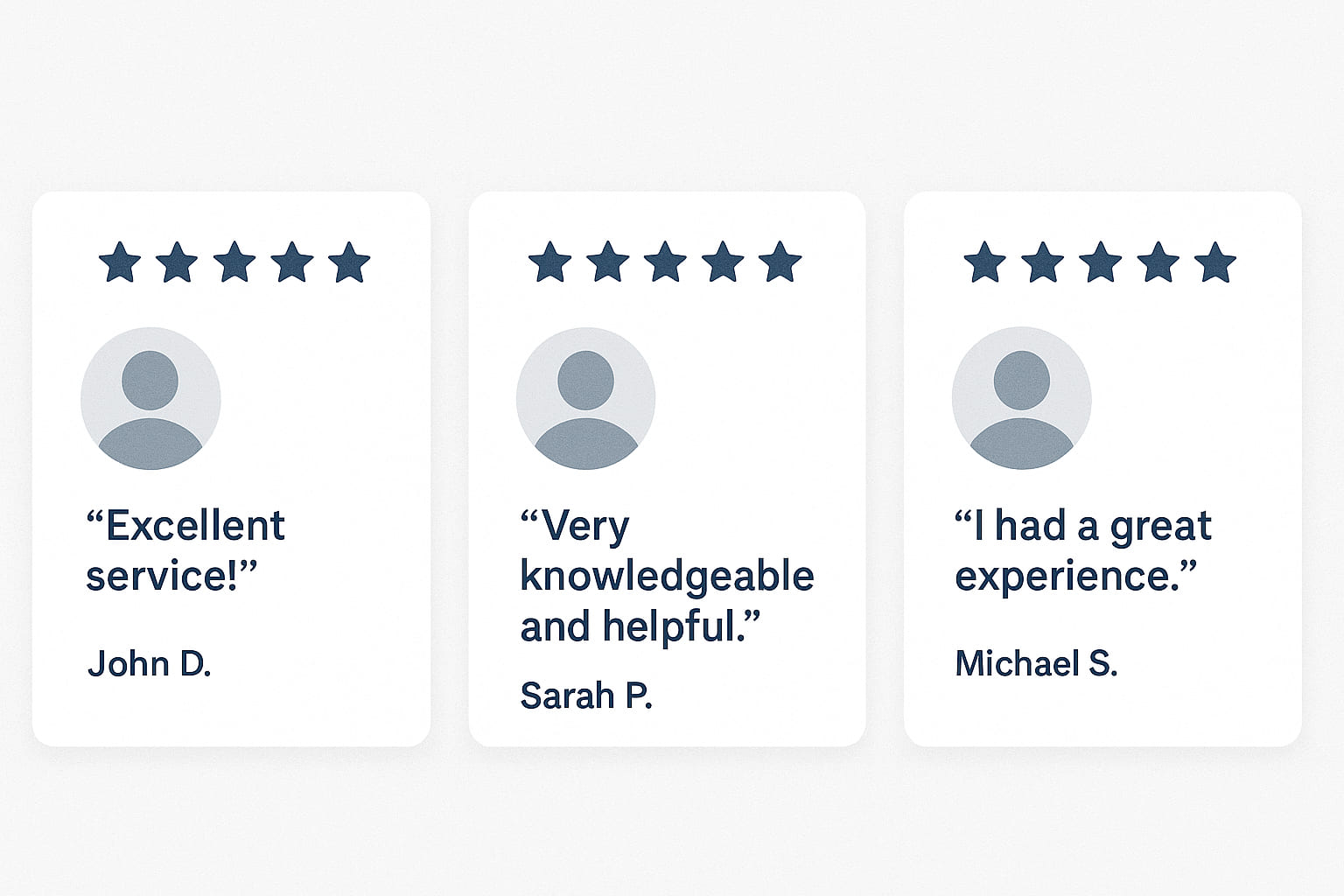 Customer testimonials with star ratings